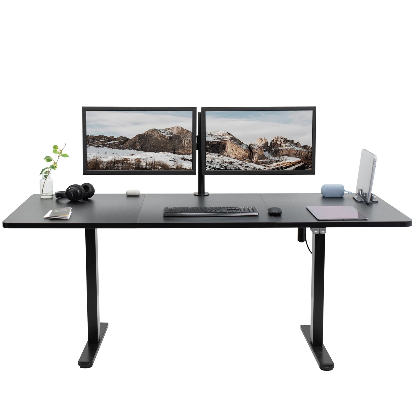 Spacious 71" x 30" Electric Height Adjustable Desk with User-Friendly 2 Button Controller