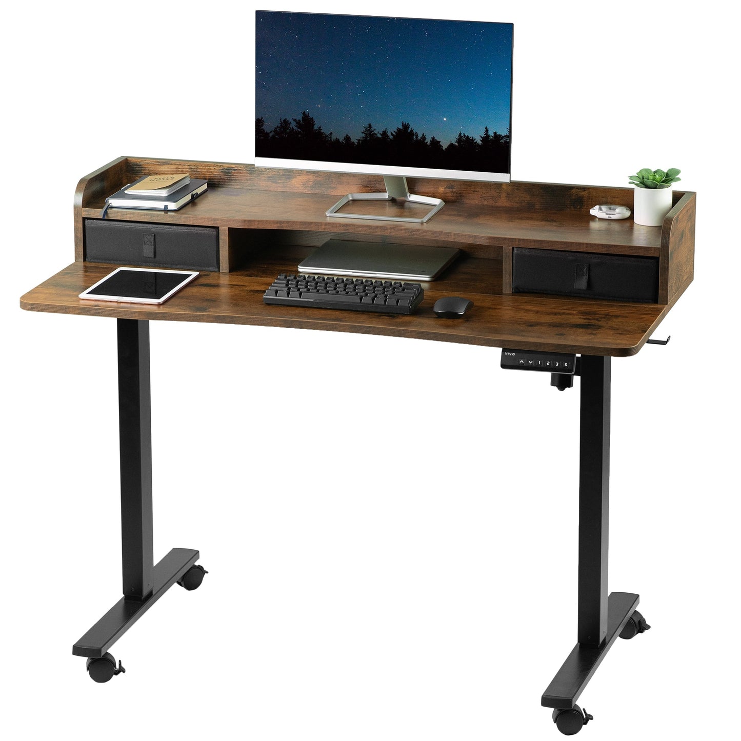 Versatile 48" x 24" Double-Tier Mobile Electric Storage Desk