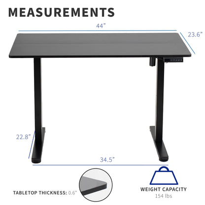 Spacious 44" x 24" Electric Adjustable Standing Desk