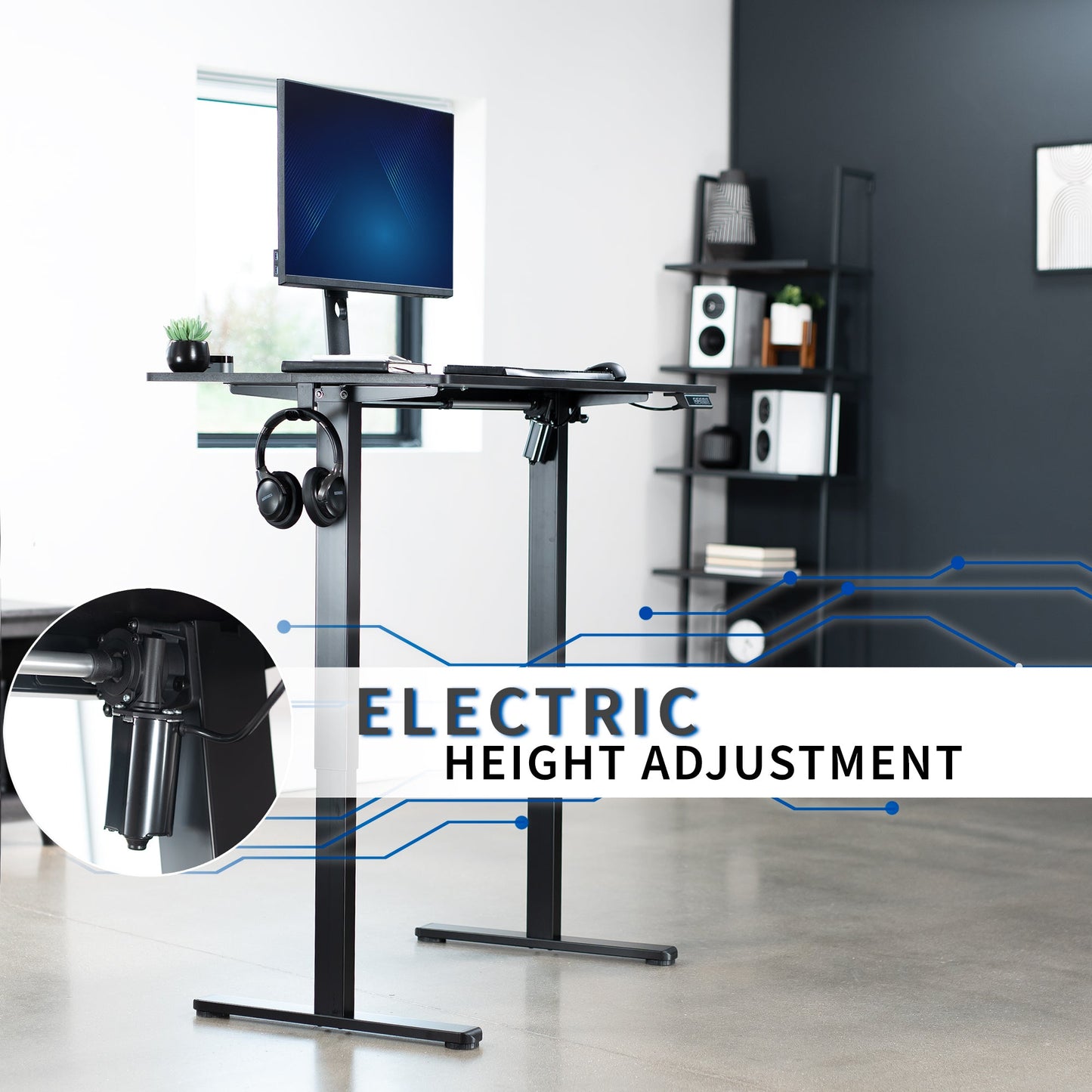 Spacious 44" x 24" Electric Adjustable Standing Desk