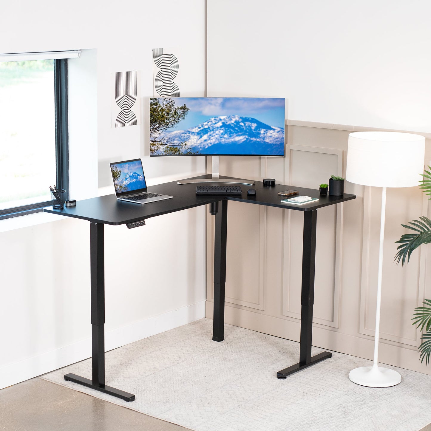 Elegant Corner Electric Standing Desk