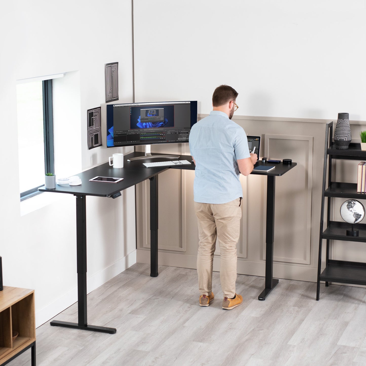 Elegant Corner Electric Standing Desk