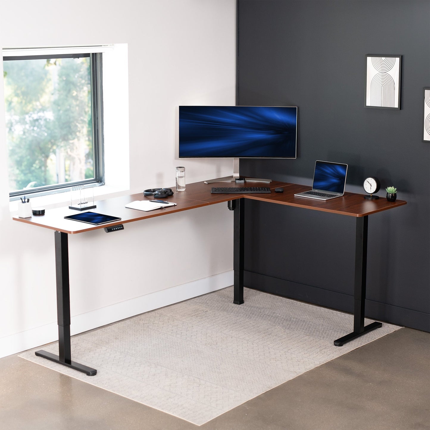 Elegant Corner Electric Standing Desk