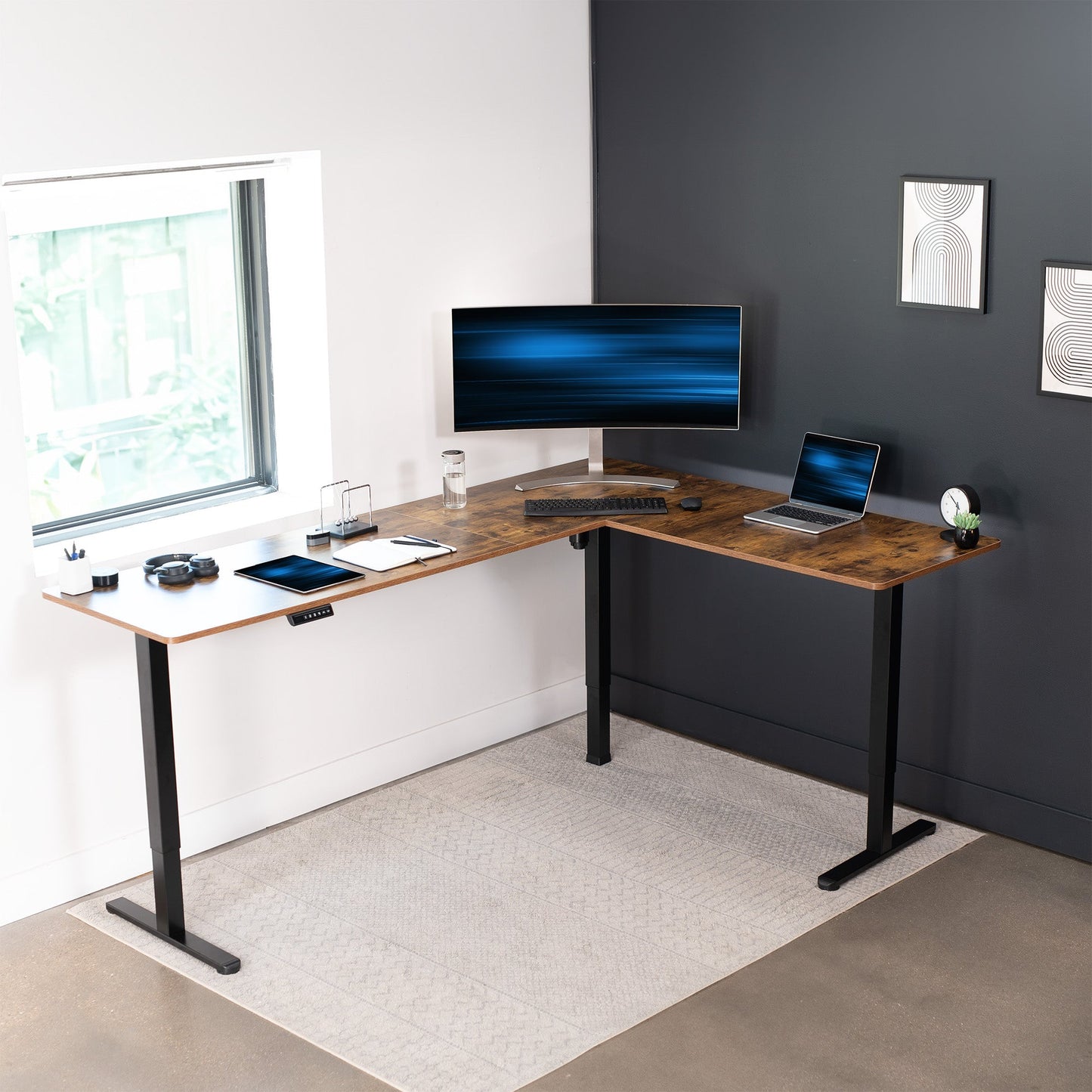 Elegant Corner Electric Standing Desk