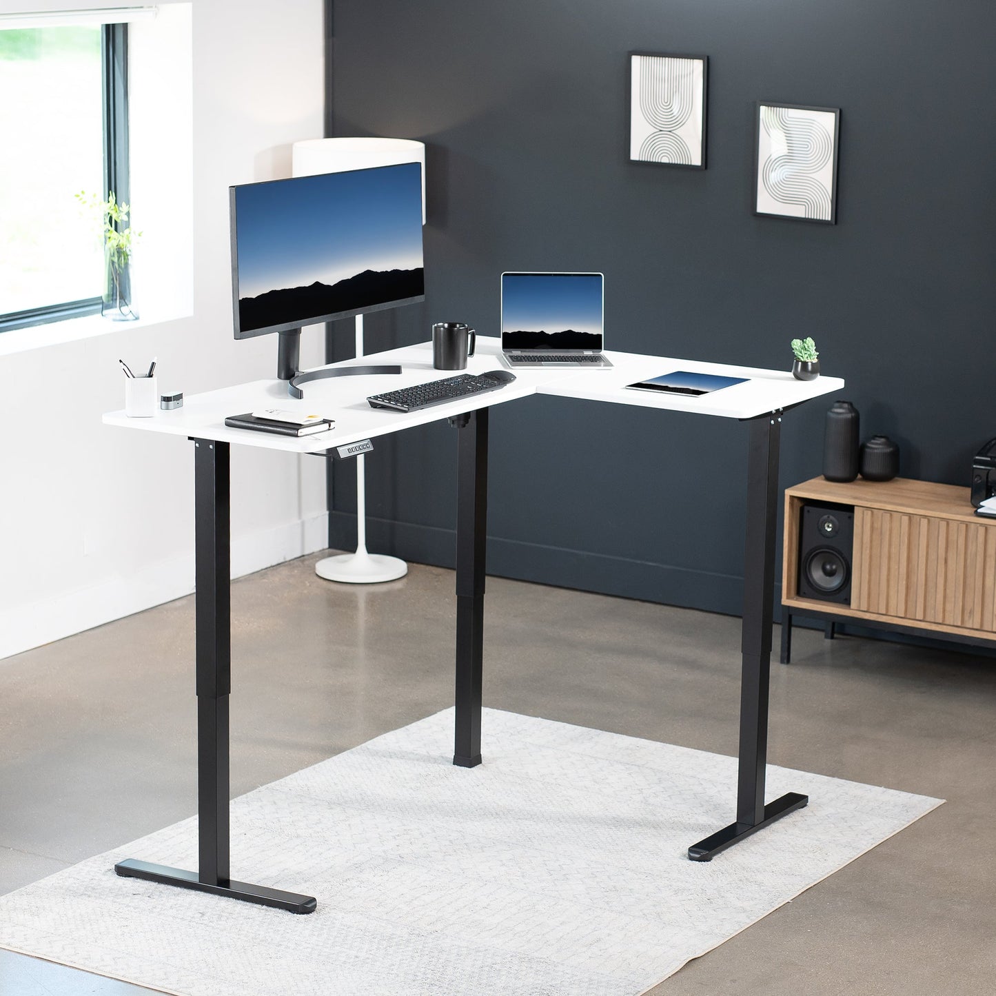 Elegant Corner Electric Standing Desk