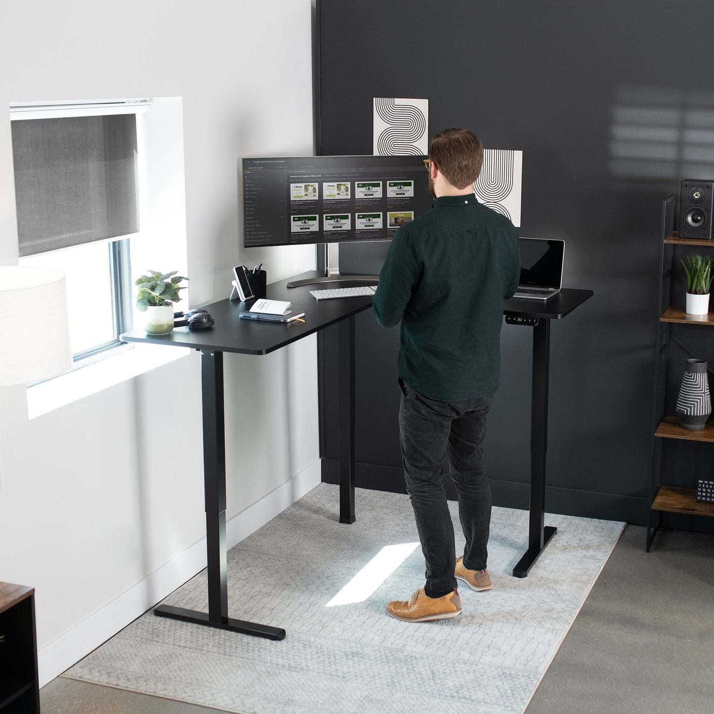 Elegant Corner Electric Standing Desk