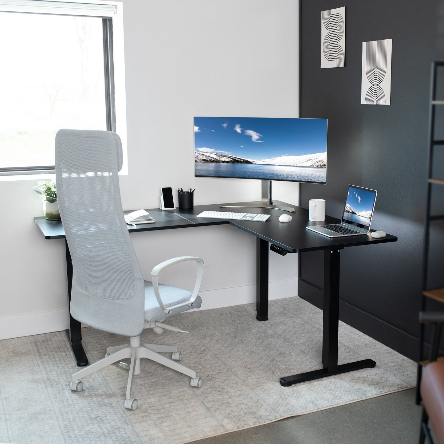 Elegant Corner Electric Standing Desk