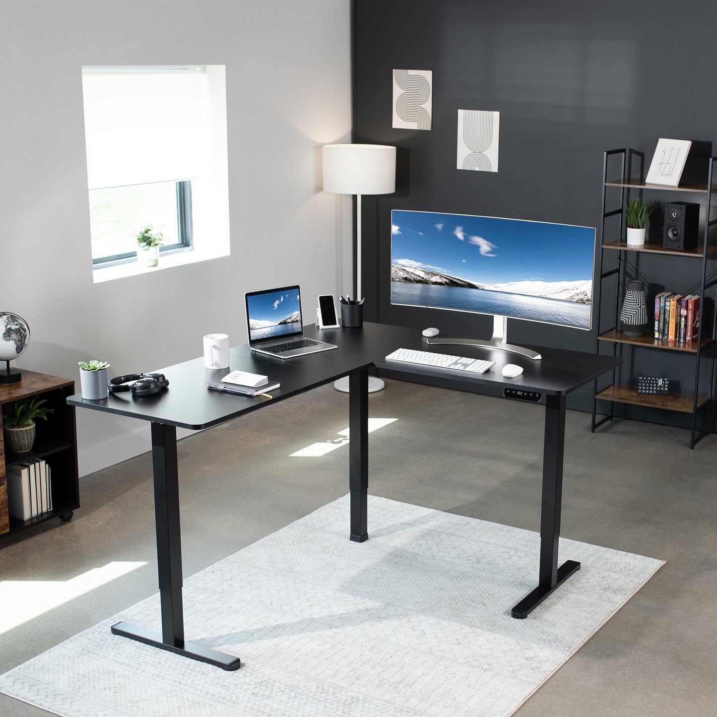 Elegant Corner Electric Standing Desk