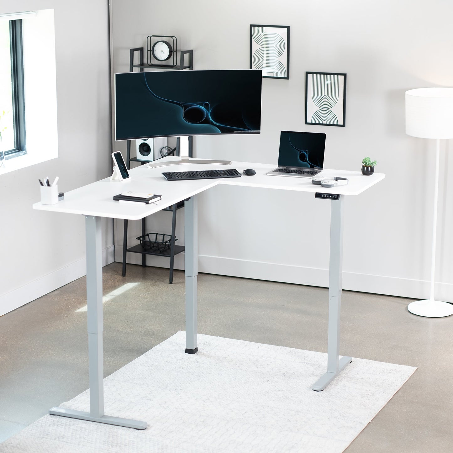 Elegant Corner Electric Standing Desk