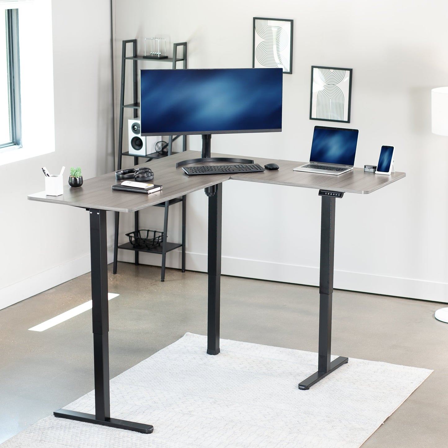 Elegant Corner Electric Standing Desk