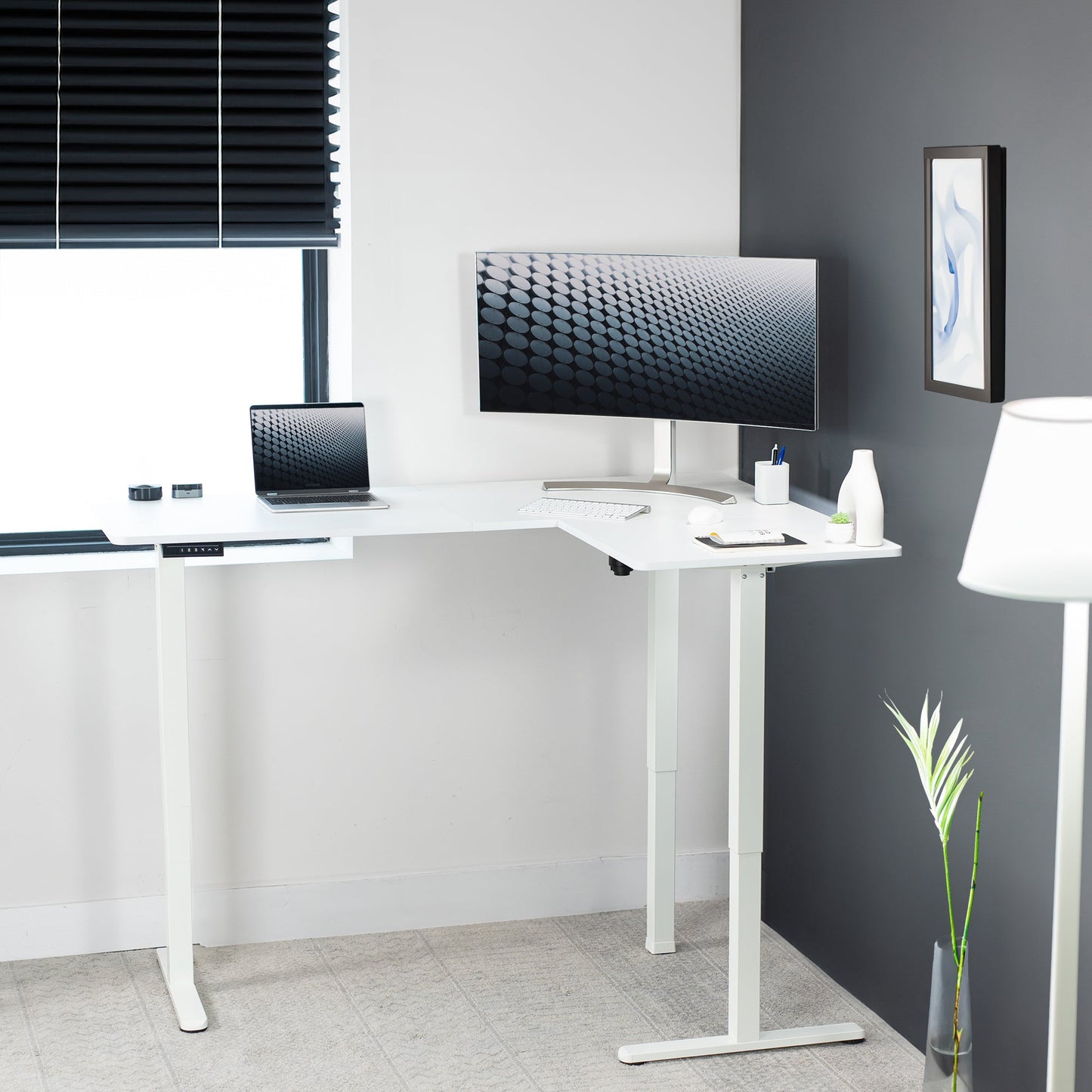 Elegant Corner Electric Standing Desk