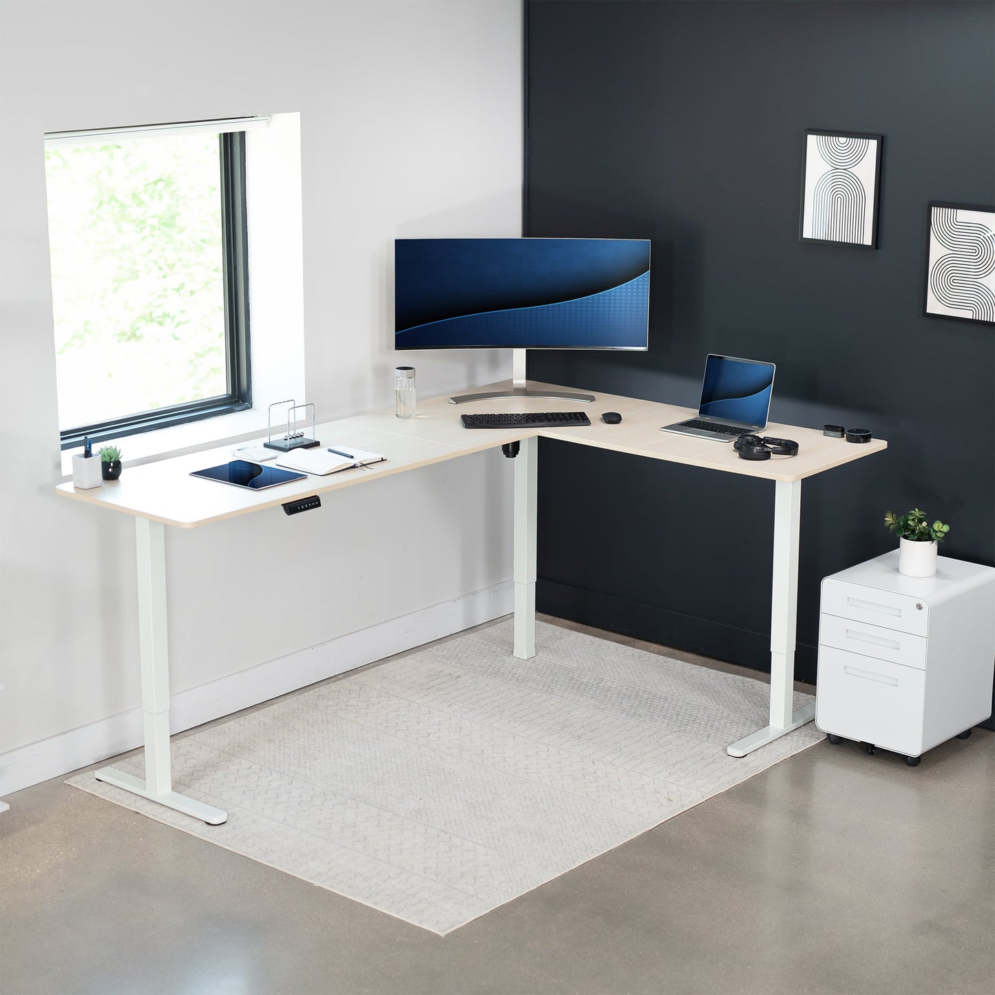 Elegant Corner Electric Standing Desk