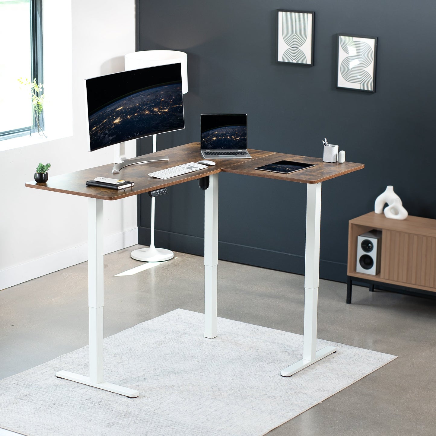 Elegant Corner Electric Standing Desk