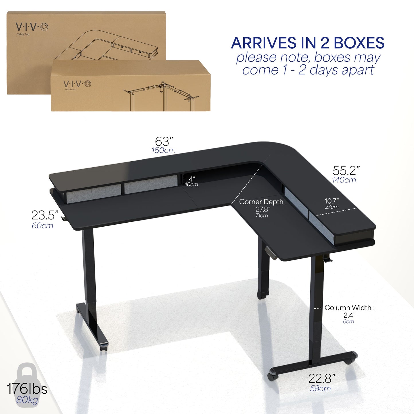 Elevate Your Workspace: Stylish Two-Tier Corner Electric Desk with Ample Storage