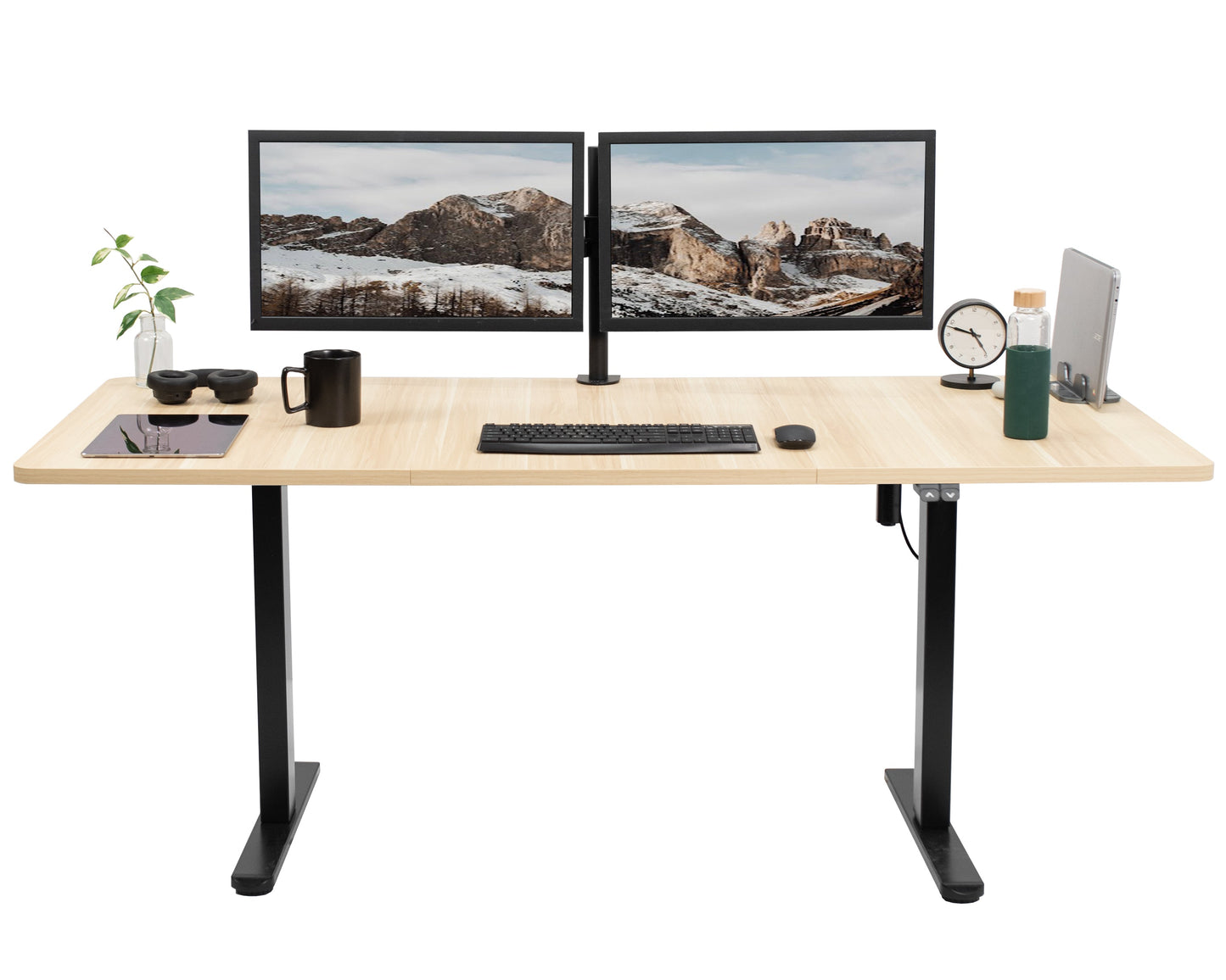 Spacious 71" x 30" Electric Height Adjustable Desk with User-Friendly 2 Button Controller