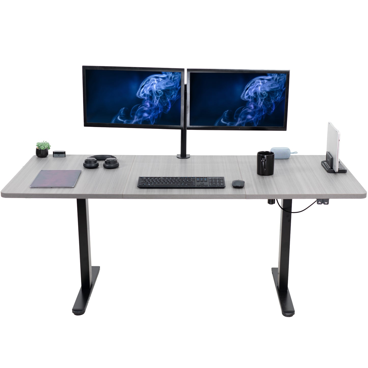 Spacious 71" x 30" Electric Height Adjustable Desk with User-Friendly 2 Button Controller