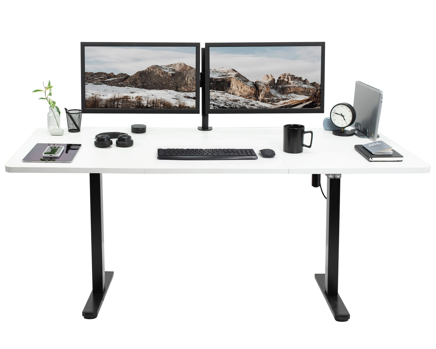 Spacious 71" x 30" Electric Height Adjustable Desk with User-Friendly 2 Button Controller