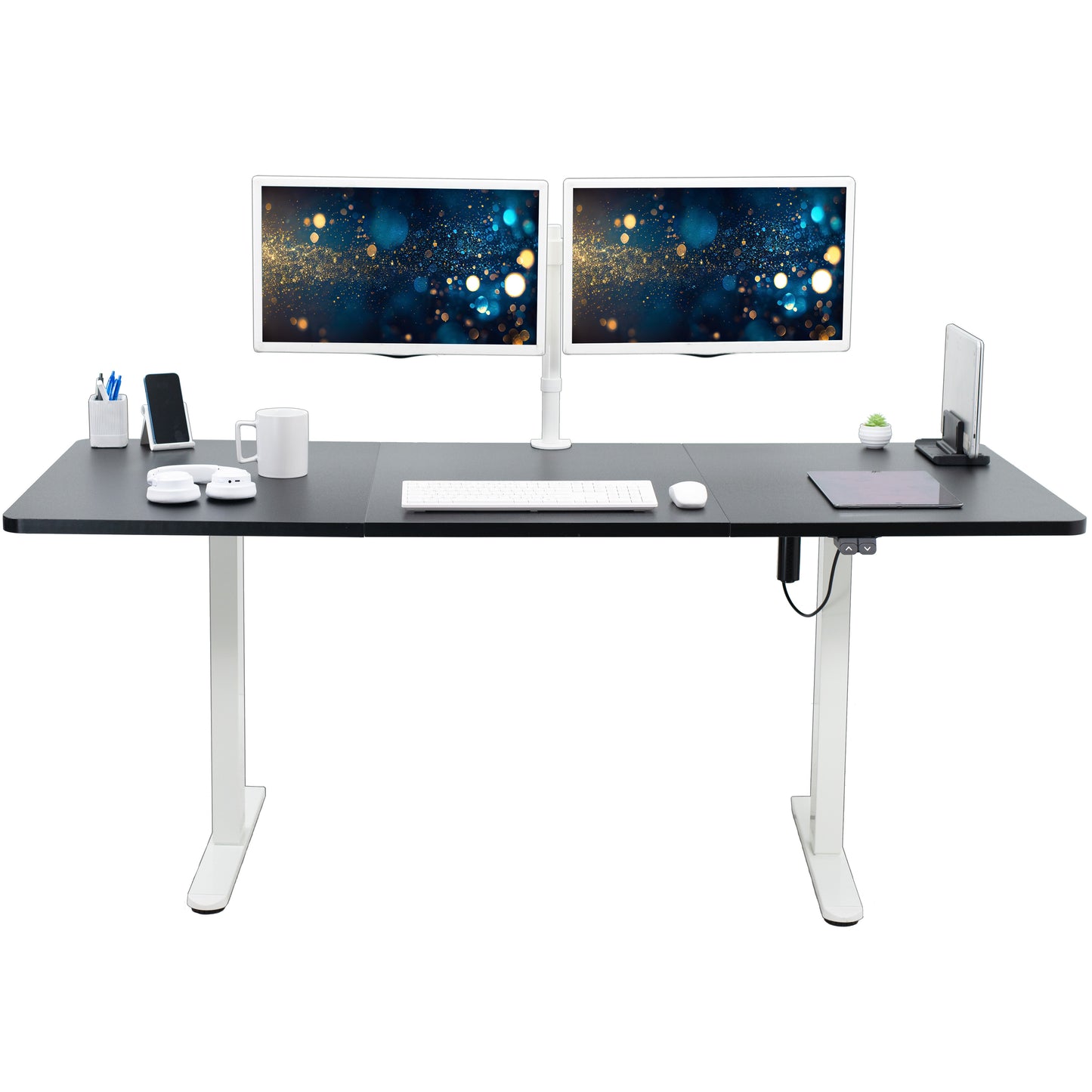 Spacious 71" x 30" Electric Height Adjustable Desk with User-Friendly 2 Button Controller