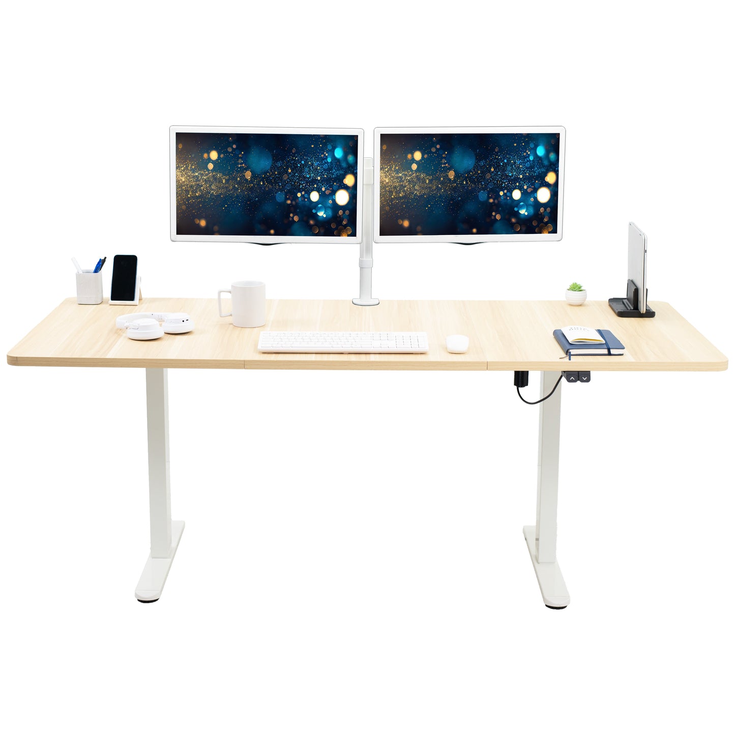 Spacious 71" x 30" Electric Height Adjustable Desk with User-Friendly 2 Button Controller