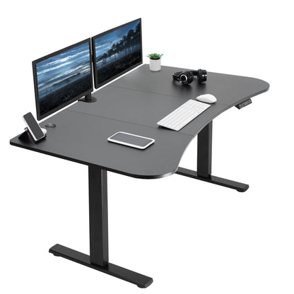 Spacious 63" x 32" Electric Height Adjustable Desk with Convenient Push Button Memory Control