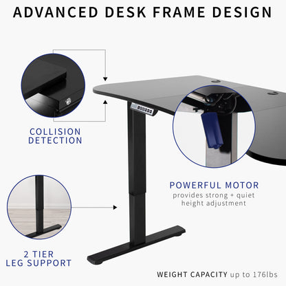 Spacious 63" x 32" Electric Height Adjustable Desk with Convenient Push Button Memory Control