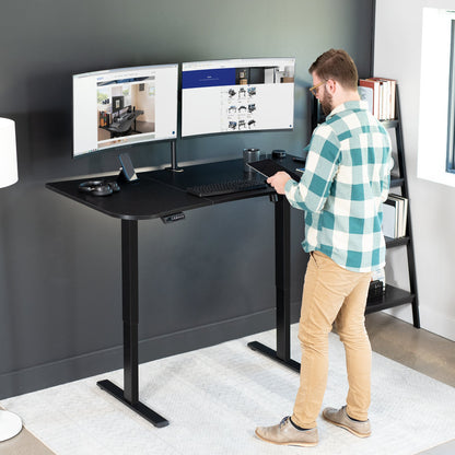 Spacious 63" x 32" Electric Height Adjustable Desk with Convenient Push Button Memory Control