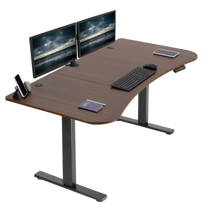 Spacious 63" x 32" Electric Height Adjustable Desk with Convenient Push Button Memory Control