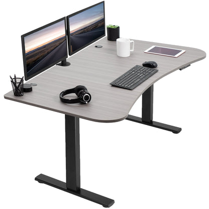 Spacious 63" x 32" Electric Height Adjustable Desk with Convenient Push Button Memory Control