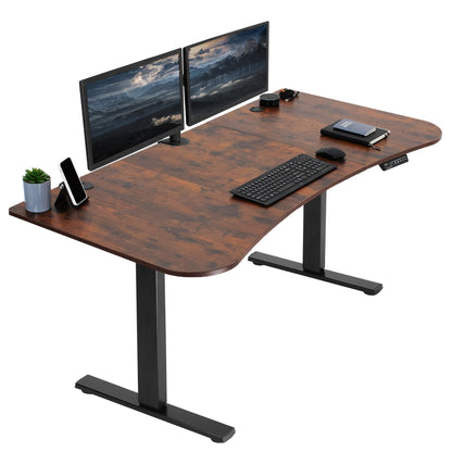 Spacious 63" x 32" Electric Height Adjustable Desk with Convenient Push Button Memory Control