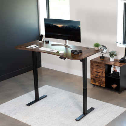 Spacious 63" x 32" Electric Height Adjustable Desk with Convenient Push Button Memory Control