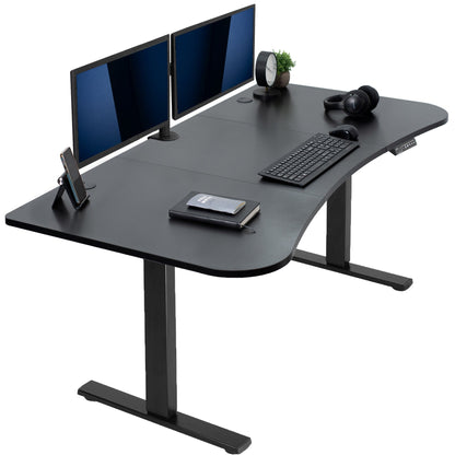 Spacious 63" x 32" Electric Height Adjustable Desk with Convenient Push Button Memory Control