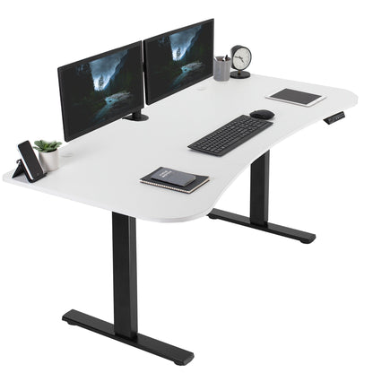 Spacious 63" x 32" Electric Height Adjustable Desk with Convenient Push Button Memory Control