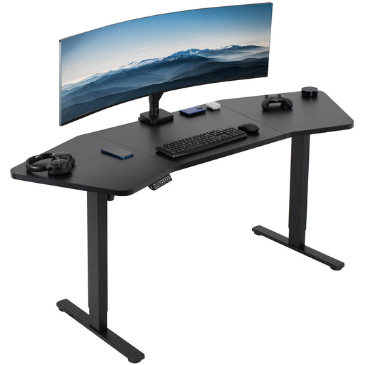 Spacious 71" x 24" Wing-Shaped Electric Standing Desk with Convenient Push Button Memory Control