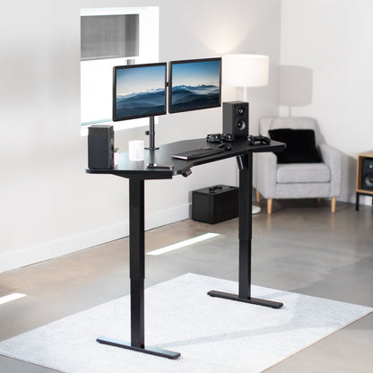 Spacious 71" x 24" Wing-Shaped Electric Standing Desk with Convenient Push Button Memory Control