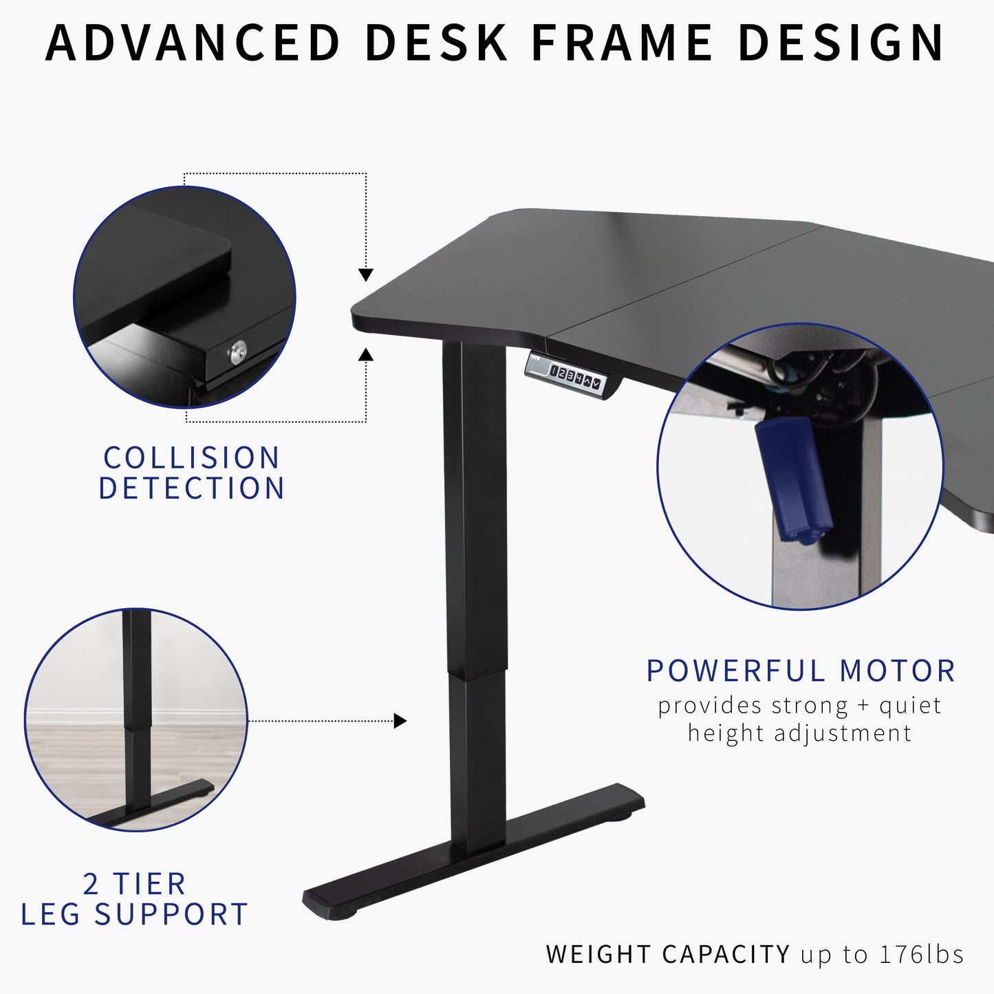 Spacious 71" x 24" Wing-Shaped Electric Standing Desk with Convenient Push Button Memory Control