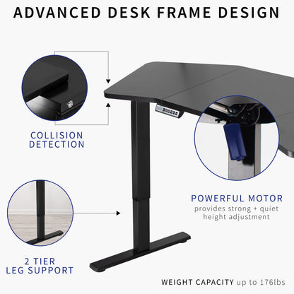 Spacious 71" x 24" Wing-Shaped Electric Standing Desk with Convenient Push Button Memory Control