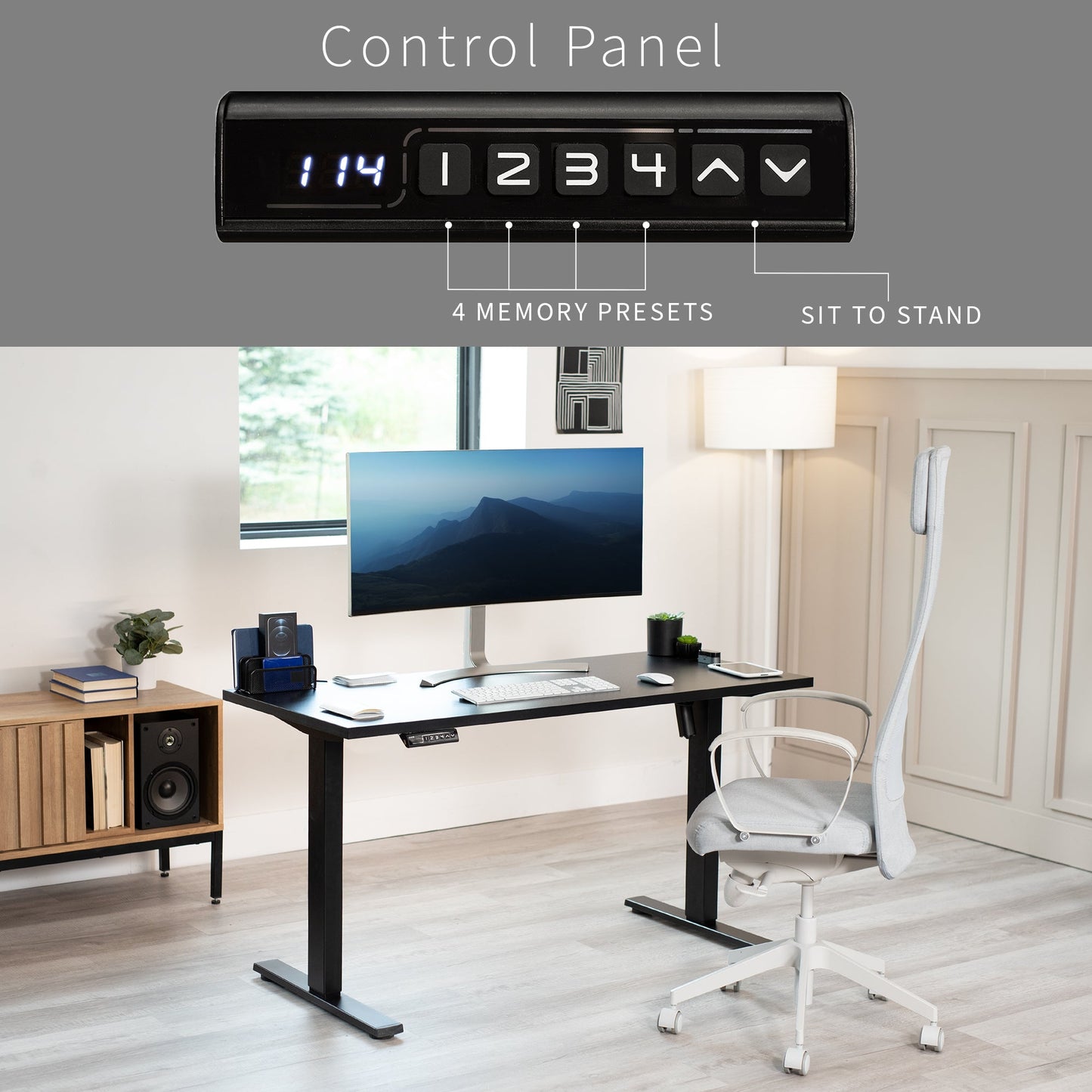 Sleek Electric Desk with Modern Square Corner Design