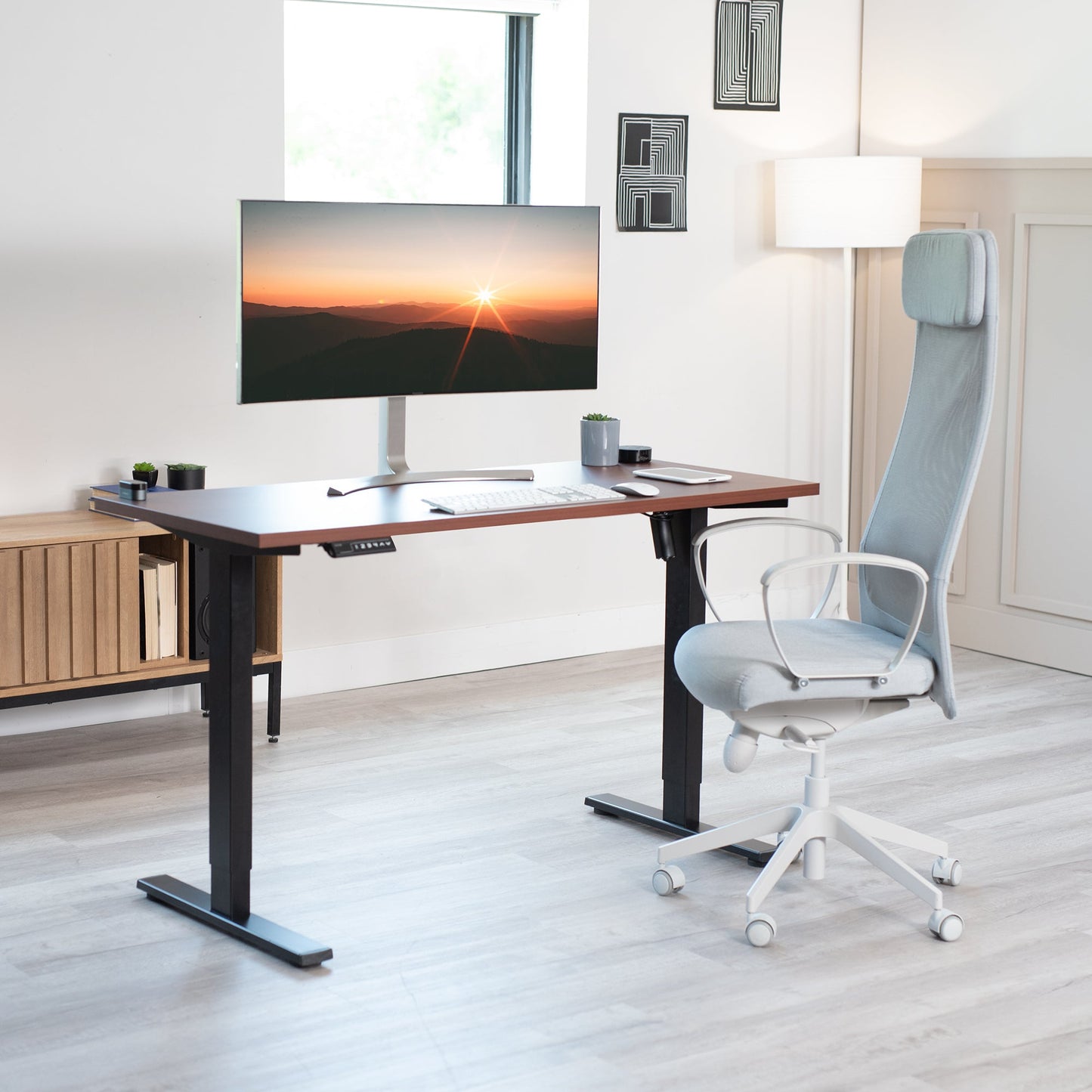 Sleek Electric Desk with Modern Square Corner Design