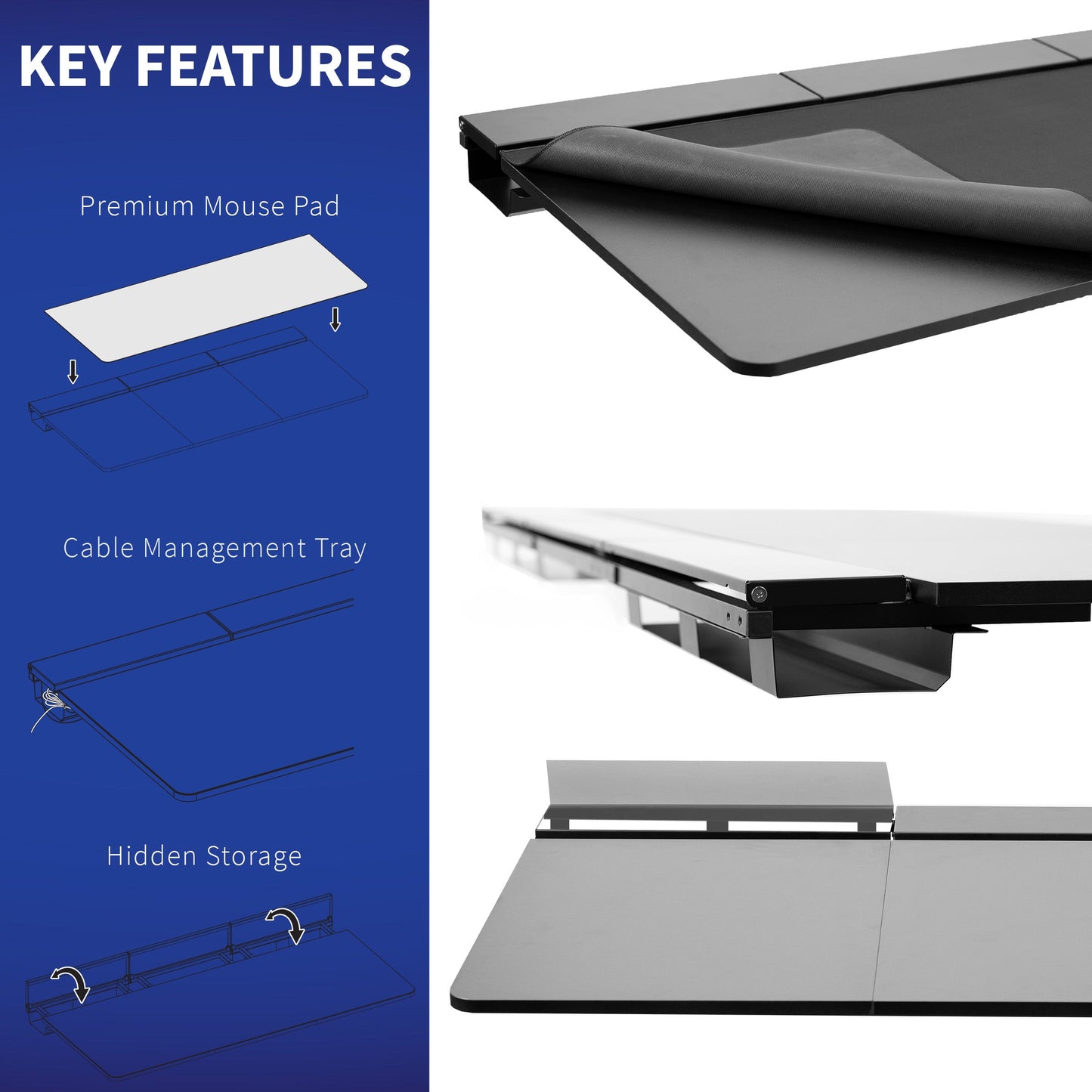 Spacious 60" x 30" Electric Desk with Sleek Cable Management and Comfort-Fit Full-Sized Pad