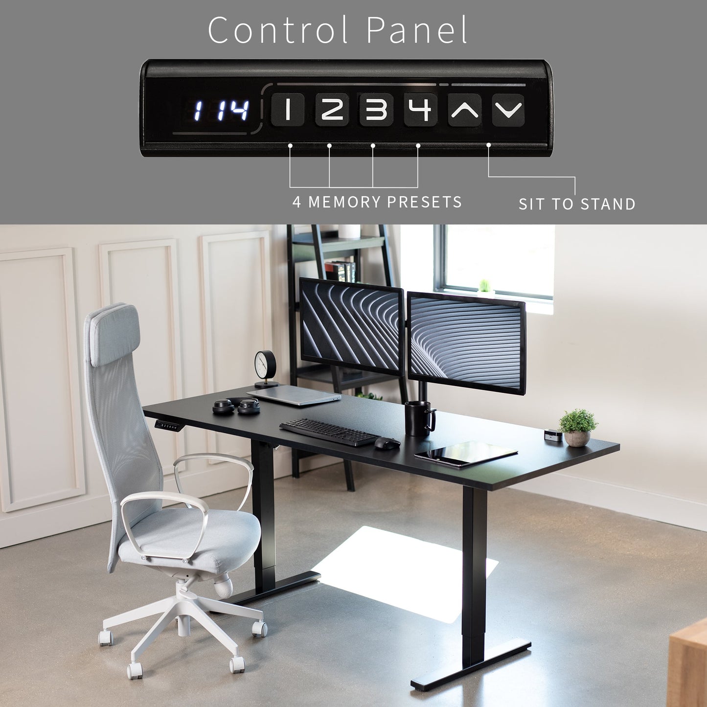 Sleek Electric Desk with Modern Square Corner Design