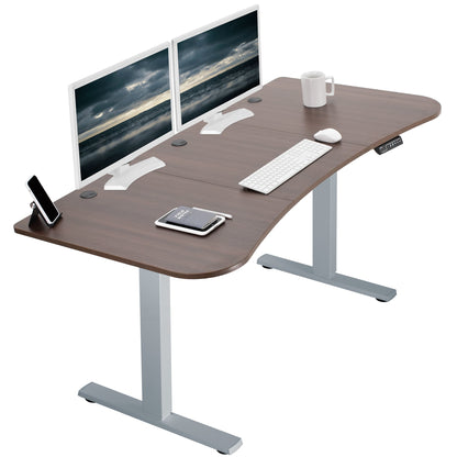 Spacious 63" x 32" Electric Height Adjustable Desk with Convenient Push Button Memory Control