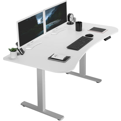 Spacious 63" x 32" Electric Height Adjustable Desk with Convenient Push Button Memory Control