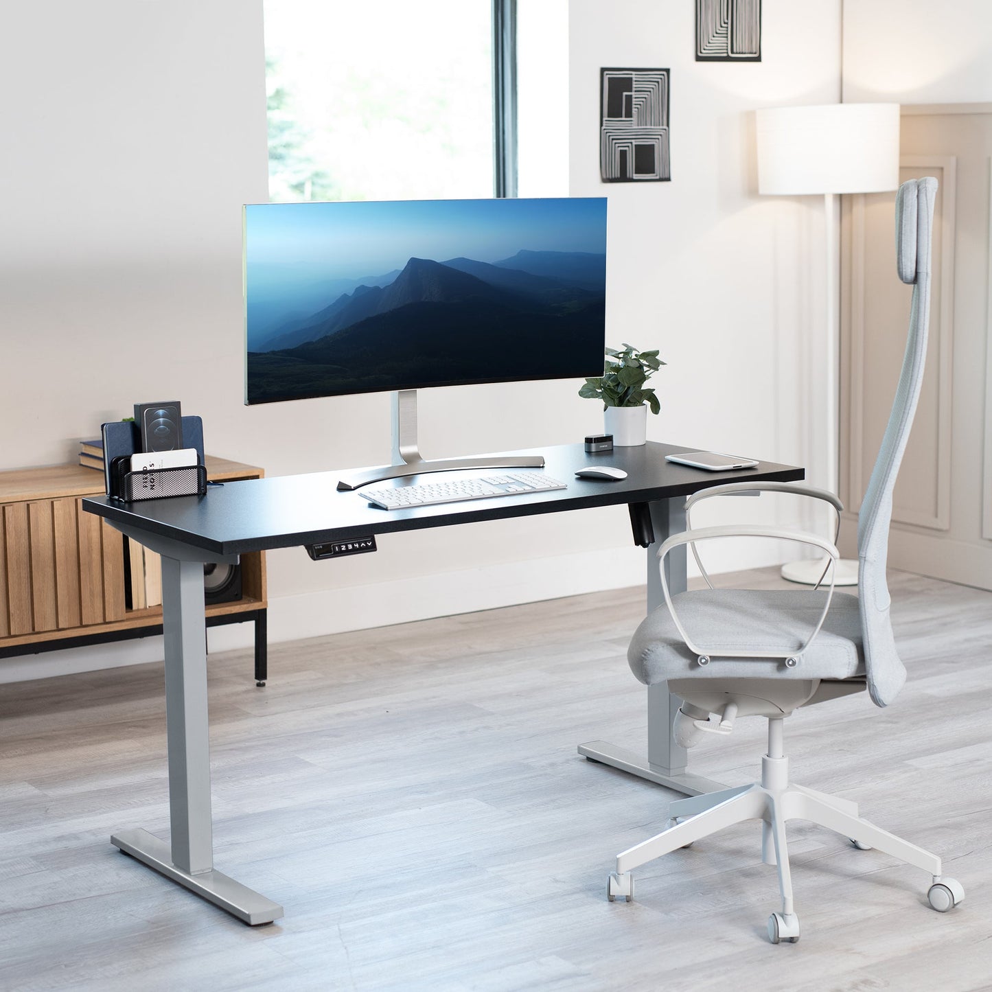 Sleek Electric Desk with Modern Square Corner Design