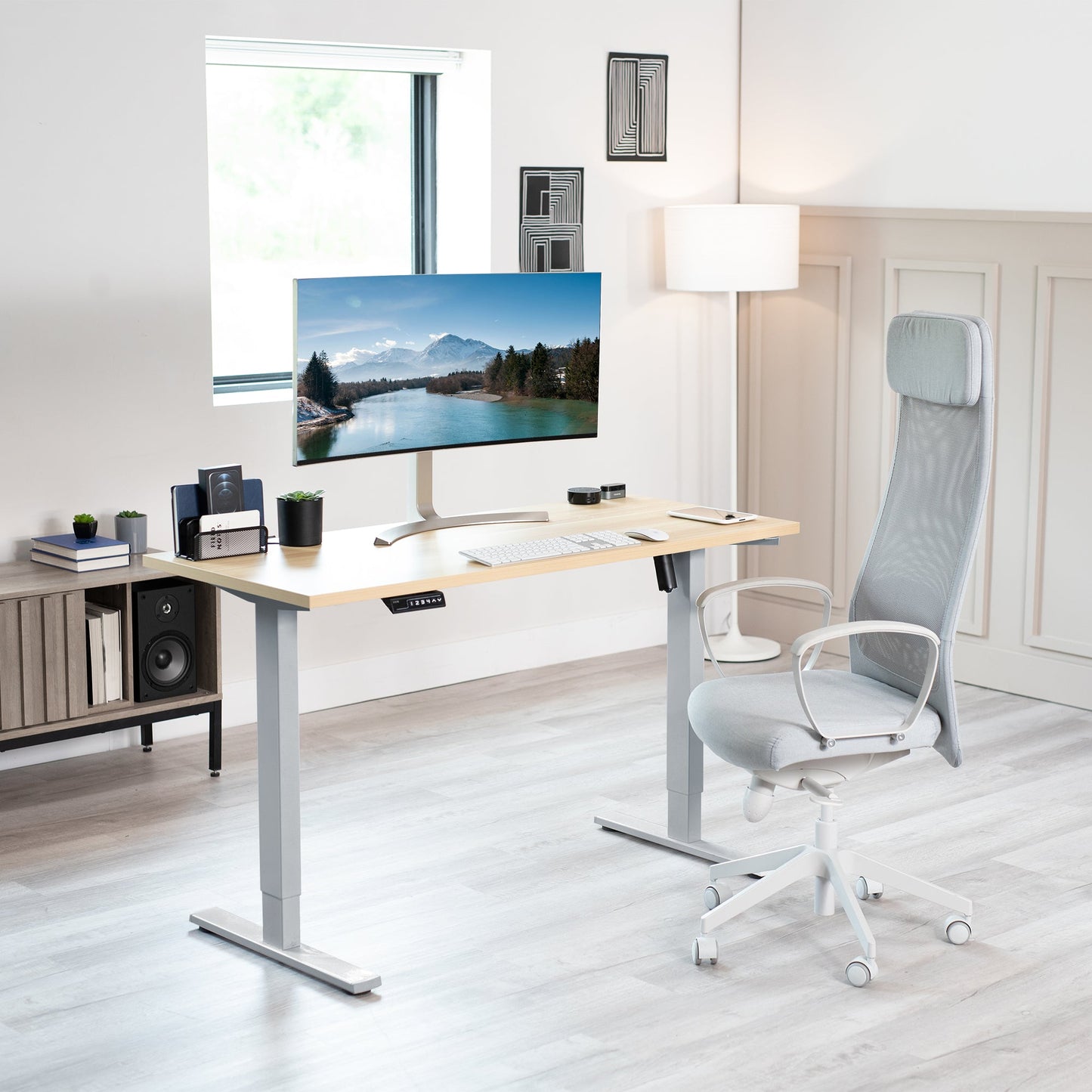 Sleek Electric Desk with Modern Square Corner Design