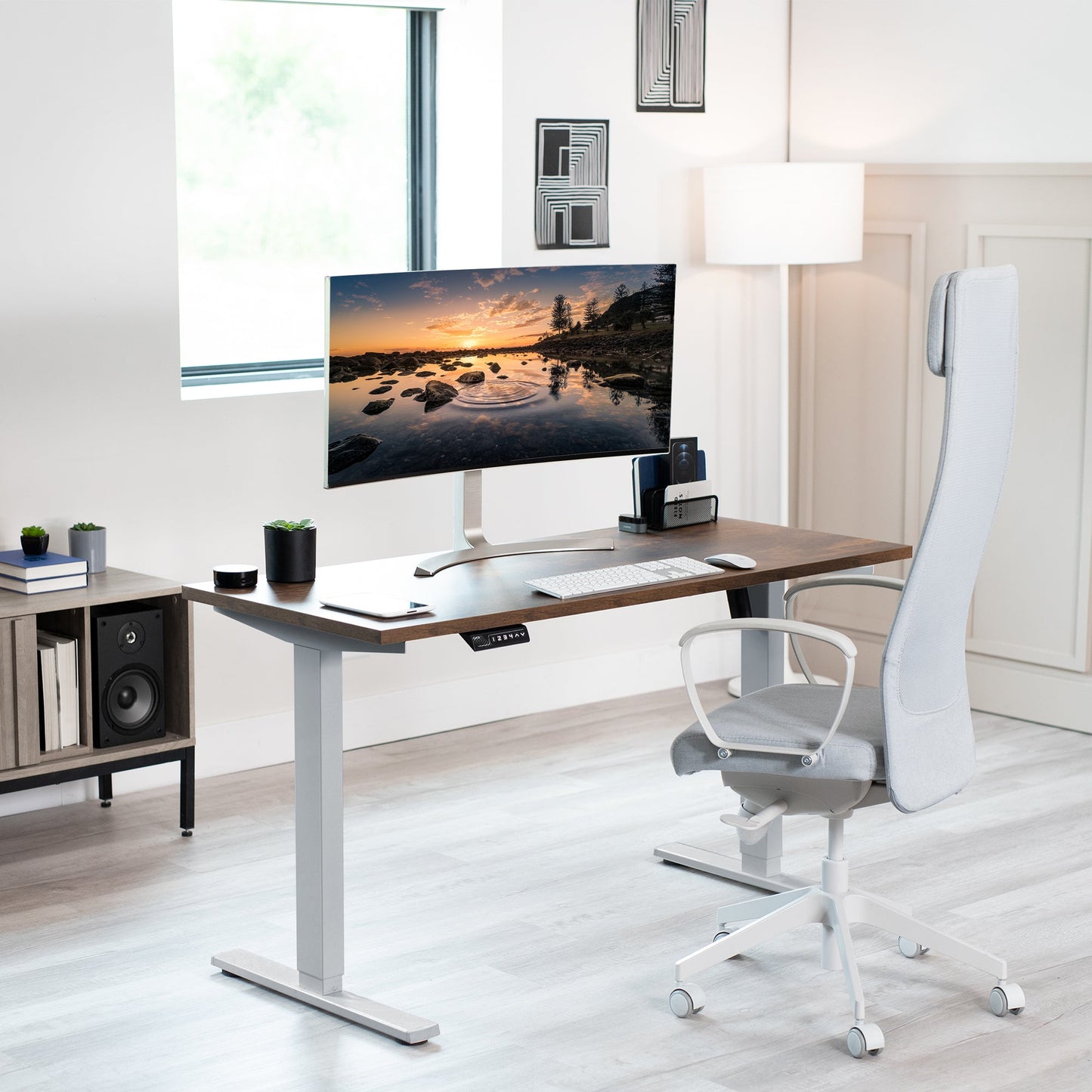 Sleek Electric Desk with Modern Square Corner Design