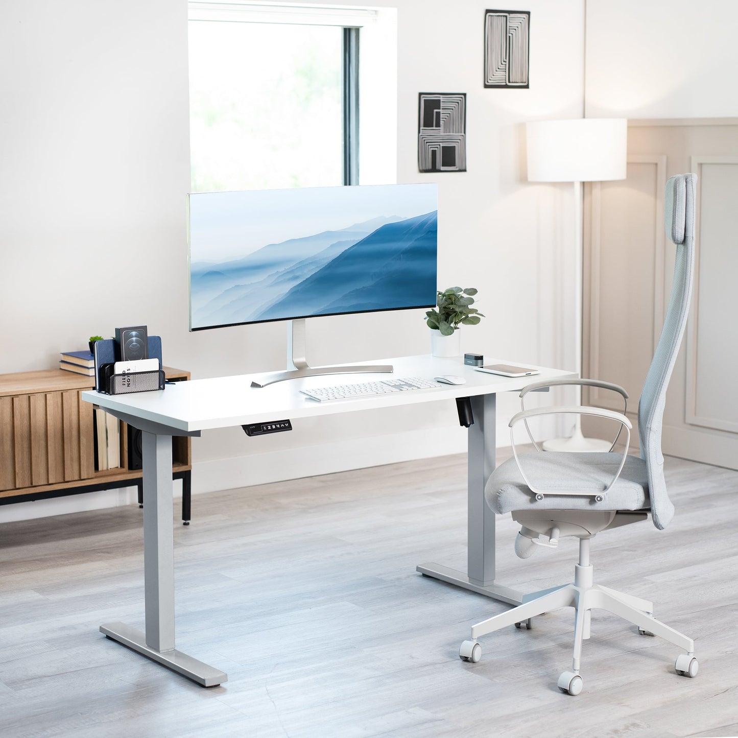 Sleek Electric Desk with Modern Square Corner Design