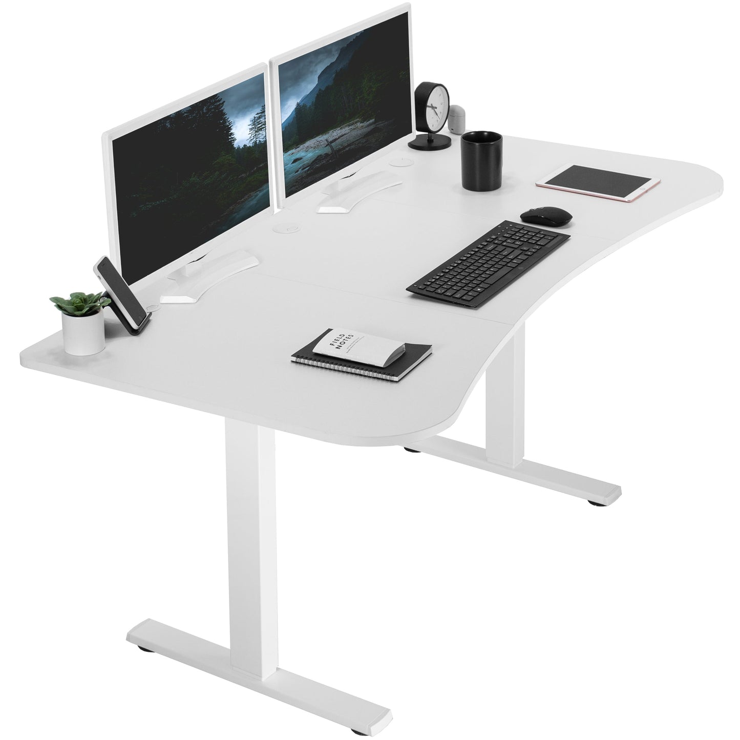 Spacious 63" x 32" Electric Height Adjustable Desk with Convenient Push Button Memory Control