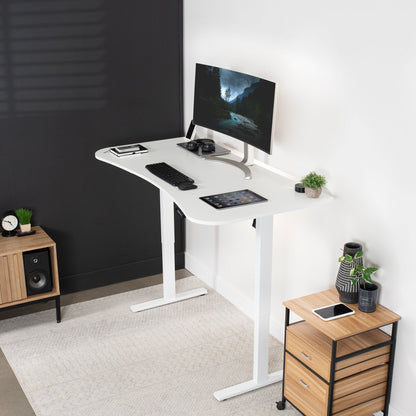 Spacious 63" x 32" Electric Height Adjustable Desk with Convenient Push Button Memory Control