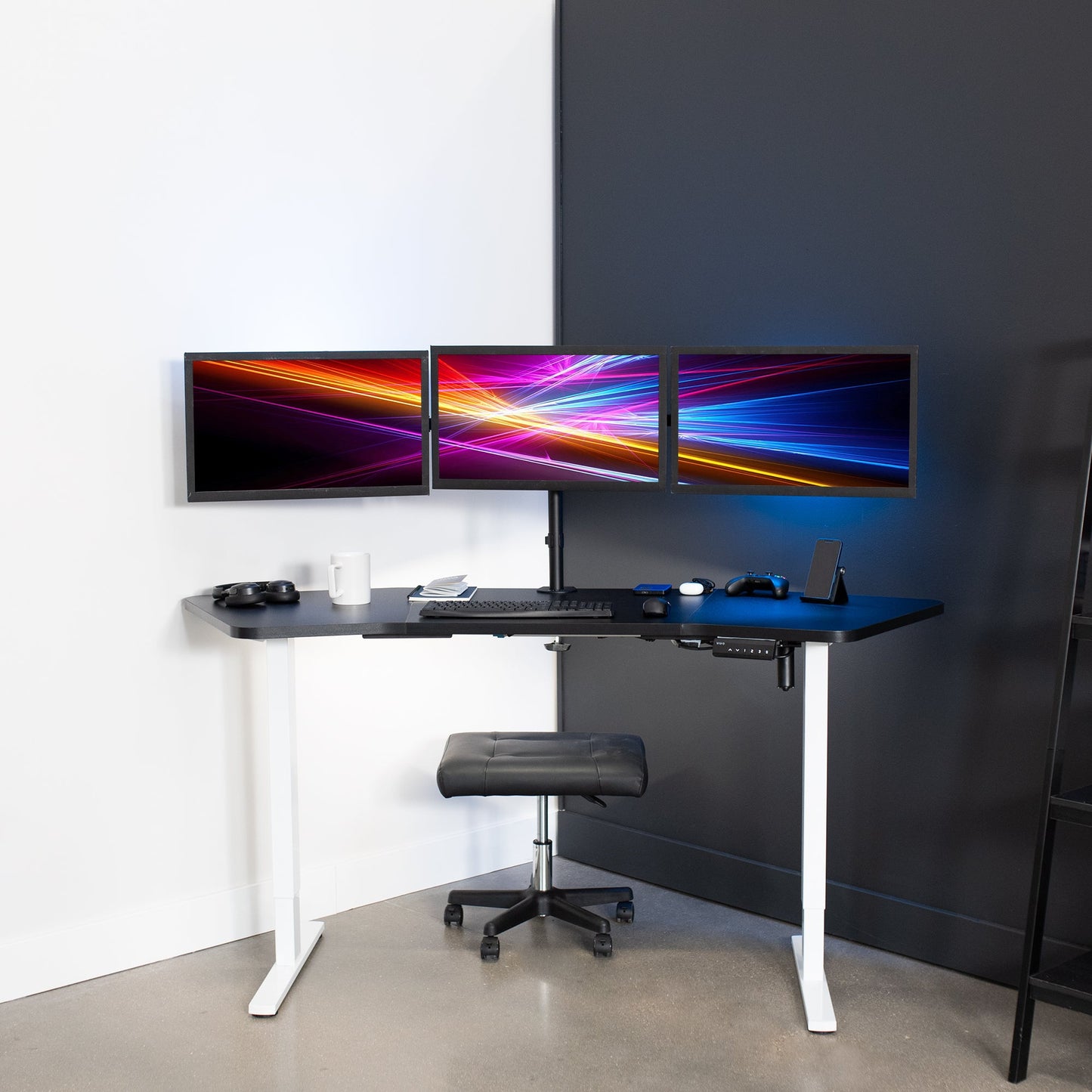 Spacious 71" x 24" Wing-Shaped Electric Standing Desk with Convenient Push Button Memory Control