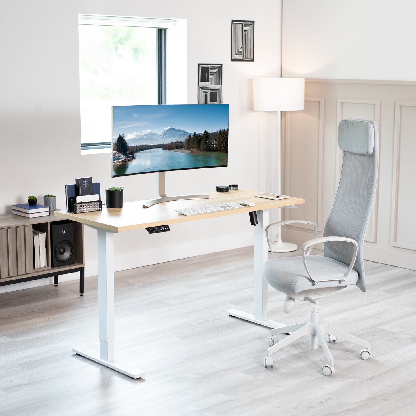 Sleek Electric Desk with Modern Square Corner Design